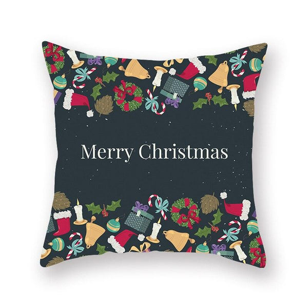 1Pcs Blue Christmas Tree Deer Santa Claus Pattern Polyester Cushion Cover Merry Christmas Throw Cushion Covers Tree Reindeer Star Pillow Case For Party Home Decoration Decorative Sofa Home Decor Pillowcover 45x45cm