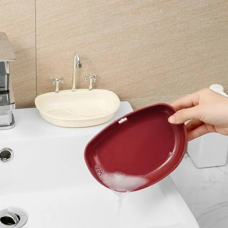 1Pcs Faucet Shape Draining Soap Dish Portable Bathroom Products Double Layer 3Colors Eco-friendly Soap Box Draining Soap Dish Sponge Holder Soap Container with Waterfall Spout for Bathroom Shower Kitchen Sink