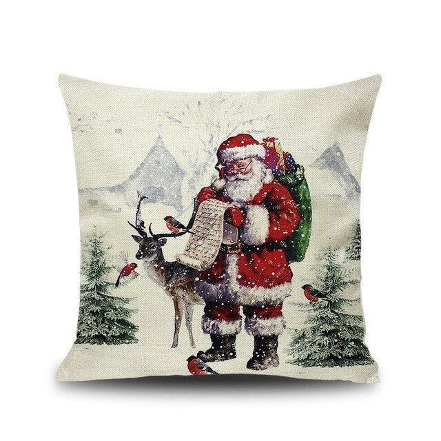 1Pcs Happy New Year Christmas Decorations Pillows Cover Merry Christmas Throw Cushion Covers Tree Reindeer Star Pillow Case For Party Home Decoration 45x45CM