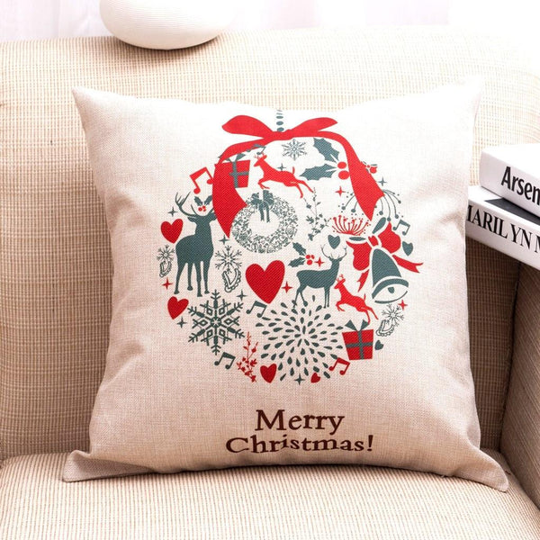1Pcs Happy New Year Christmas Decorations Pillows Cover Merry Christmas Throw Cushion Covers Tree Reindeer Star Pillow Case For Party Home Decoration 45x45CM