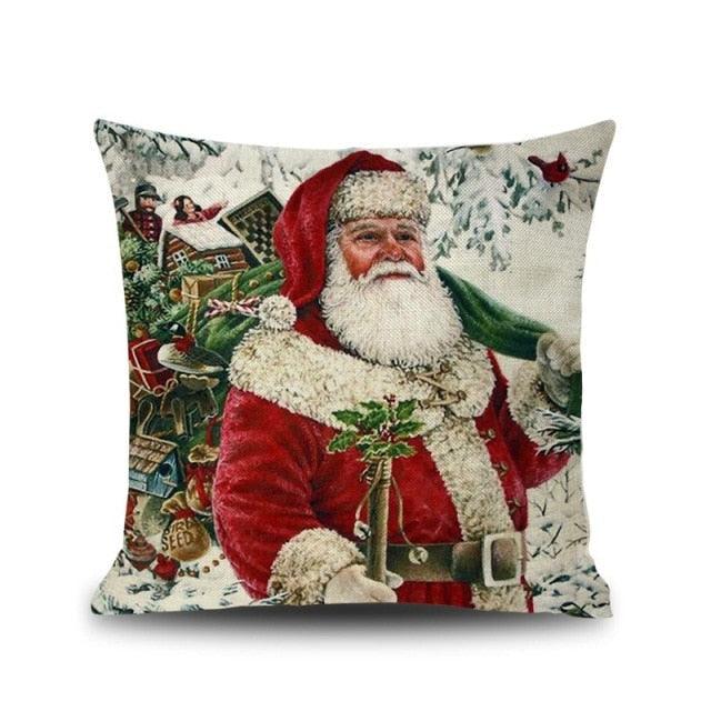 1Pcs Happy New Year Christmas Decorations Pillows Cover Merry Christmas Throw Cushion Covers Tree Reindeer Star Pillow Case For Party Home Decoration 45x45CM