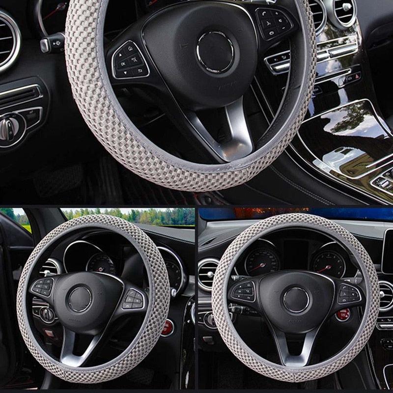 1Pcs Ice Silk Steering Wheel Cover Non-Slip Car Wheel Cover Protector Breathable Microfiber Universal For Leather Viscose, Breathable, Anti-Slip Steering Wheel Cover Wear-resistant Anti-slip Car Accessories Black Red Rose Gray Beige Purple