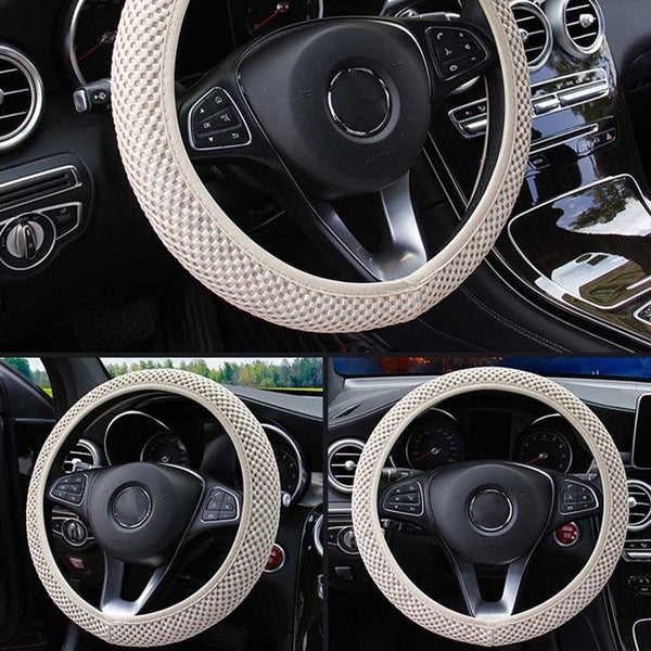 1Pcs Ice Silk Steering Wheel Cover Non-Slip Car Wheel Cover Protector Breathable Microfiber Universal For Leather Viscose, Breathable, Anti-Slip Steering Wheel Cover Wear-resistant Anti-slip Car Accessories Black Red Rose Gray Beige Purple