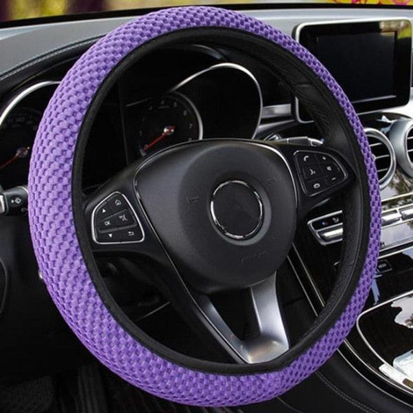 1Pcs Ice Silk Steering Wheel Cover Non-Slip Car Wheel Cover Protector Breathable Microfiber Universal For Leather Viscose, Breathable, Anti-Slip Steering Wheel Cover Wear-resistant Anti-slip Car Accessories Black Red Rose Gray Beige Purple