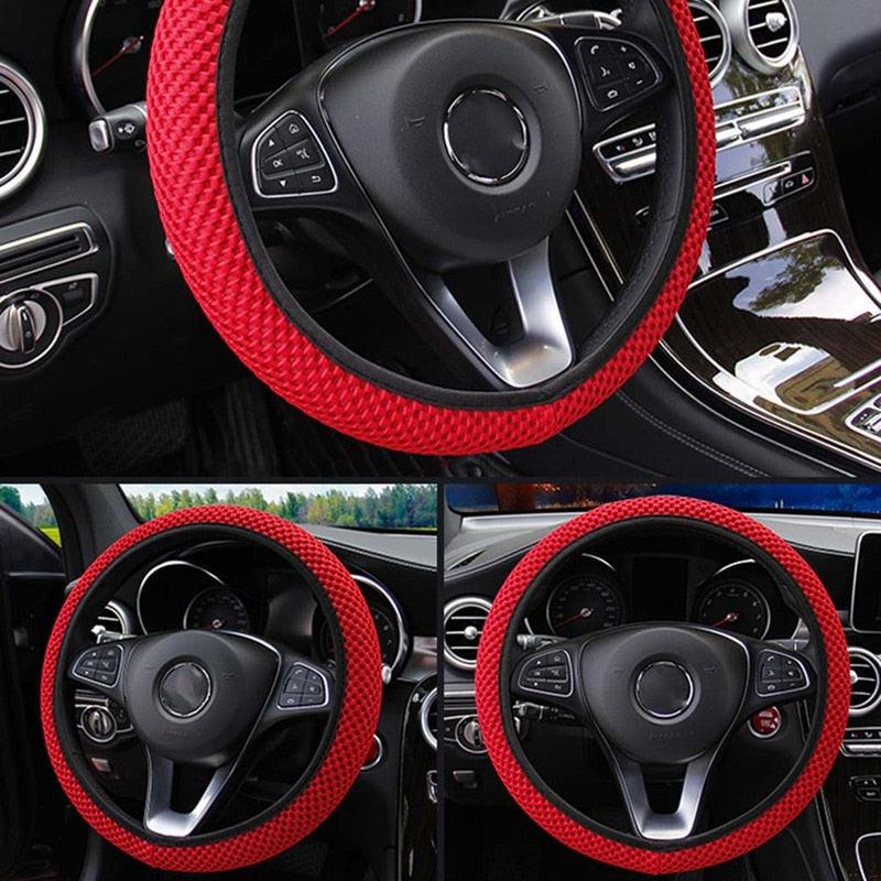 1Pcs Ice Silk Steering Wheel Cover Non-Slip Car Wheel Cover Protector Breathable Microfiber Universal For Leather Viscose, Breathable, Anti-Slip Steering Wheel Cover Wear-resistant Anti-slip Car Accessories Black Red Rose Gray Beige Purple