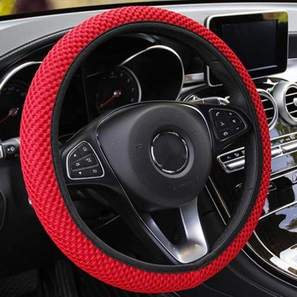 1Pcs Ice Silk Steering Wheel Cover Non-Slip Car Wheel Cover Protector Breathable Microfiber Universal For Leather Viscose, Breathable, Anti-Slip Steering Wheel Cover Wear-resistant Anti-slip Car Accessories Black Red Rose Gray Beige Purple