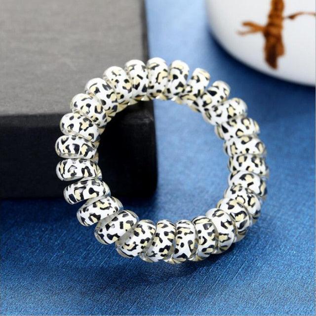 1Pcs Leopard Women Hair Accessories Ladies Telephone Cord Hair Tie Lady Scrunchies Ponytail Hair Female Girl Holder Rope Girls Ponytail Holder Accessories Pack