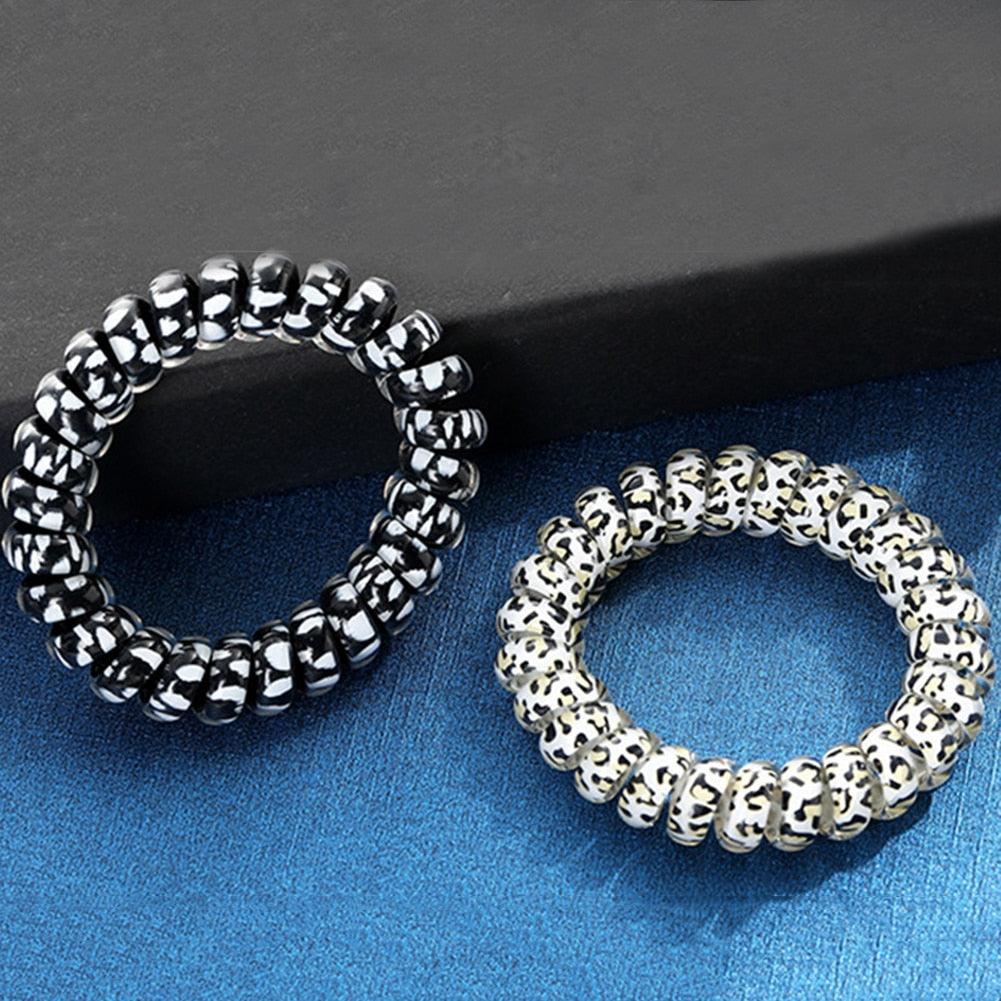 1Pcs Leopard Women Hair Accessories Ladies Telephone Cord Hair Tie Lady Scrunchies Ponytail Hair Female Girl Holder Rope Girls Ponytail Holder Accessories Pack