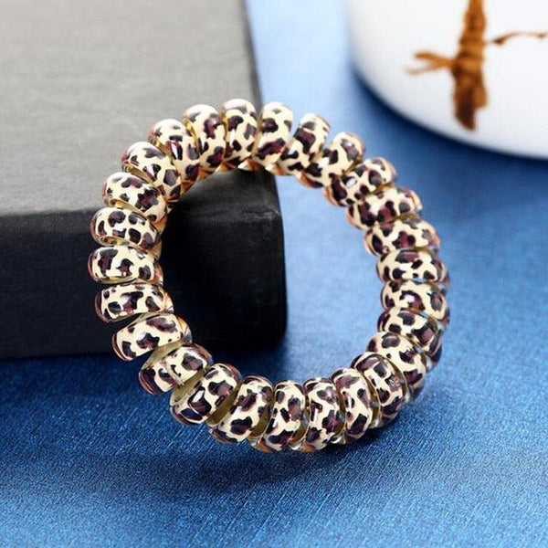 1Pcs Leopard Women Hair Accessories Ladies Telephone Cord Hair Tie Lady Scrunchies Ponytail Hair Female Girl Holder Rope Girls Ponytail Holder Accessories Pack
