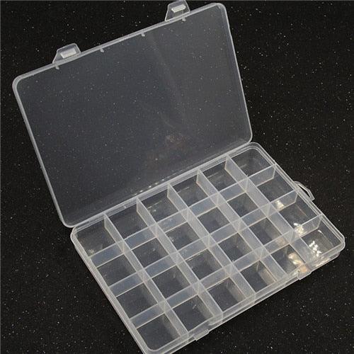 1pcs Square Transparent Plastic Storage Box Case 10/24 Slot Adjustable for Jewelry Beads Earring Case Organizer Plastic Pearl Container for Jewelry and Other Cosmetic Products
