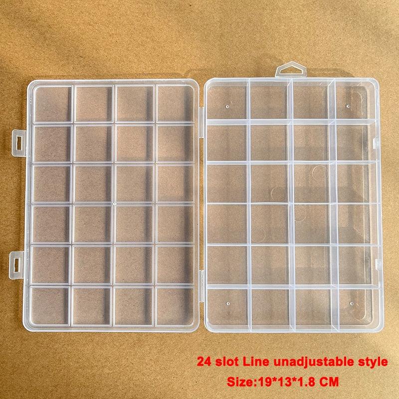 1pcs Square Transparent Plastic Storage Box Case 10/24 Slot Adjustable for Jewelry Beads Earring Case Organizer Plastic Pearl Container for Jewelry and Other Cosmetic Products