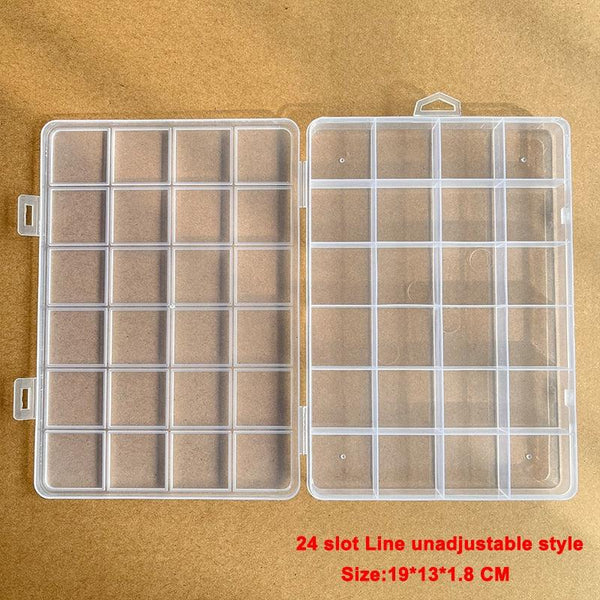 1pcs Square Transparent Plastic Storage Box Case 10/24 Slot Adjustable for Jewelry Beads Earring Case Organizer Plastic Pearl Container for Jewelry and Other Cosmetic Products