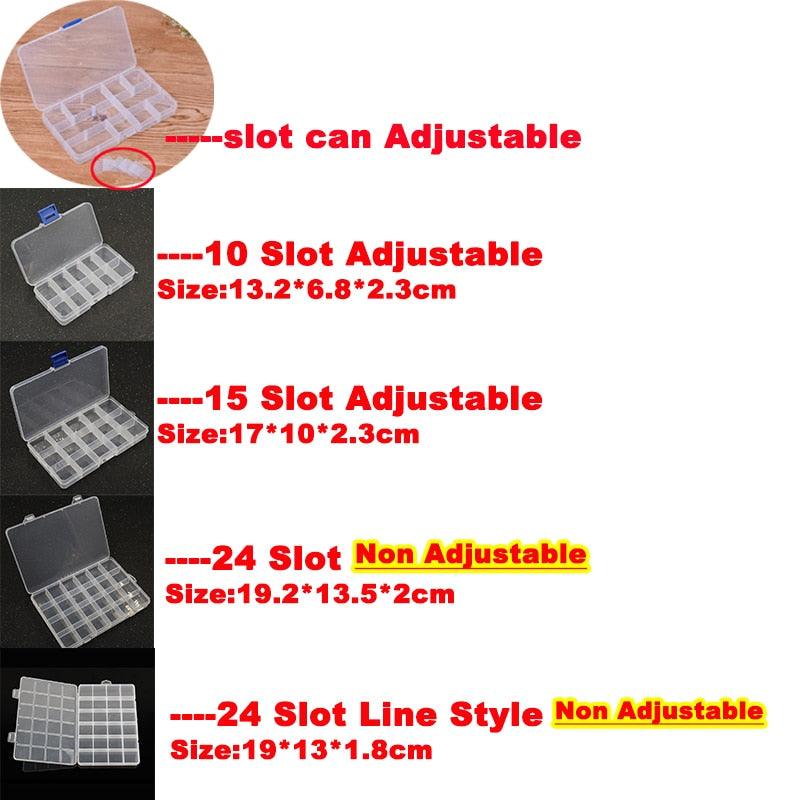 1pcs Square Transparent Plastic Storage Box Case 10/24 Slot Adjustable for Jewelry Beads Earring Case Organizer Plastic Pearl Container for Jewelry and Other Cosmetic Products