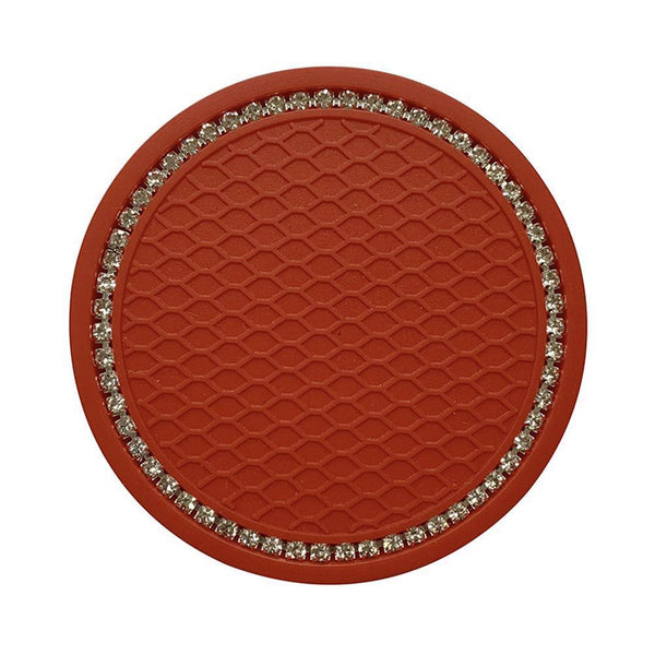 1PCS Universal 7cm Car Style Coasters Pad Pink Cup Holder Mat Rhinestone Waterproof Anti Slip Vehicle Bling Car Coasters Pink PVC Travel Auto Cup Holder Insert Coaster Anti Slip Crystal Vehicle Interior Accessories Cup Mats For Women Girl