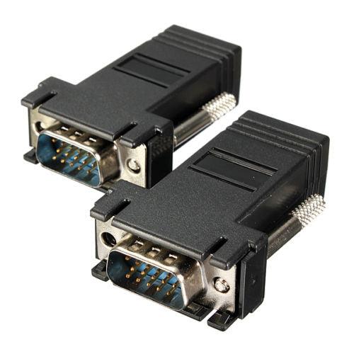 1pcs VGA Extender Male To LAN Video CAT5 CAT6 RJ45 Network VGA Extender To RJ45 Network Cable Adapter DB15 Port To RJ45 Enternet For Multimedia TV