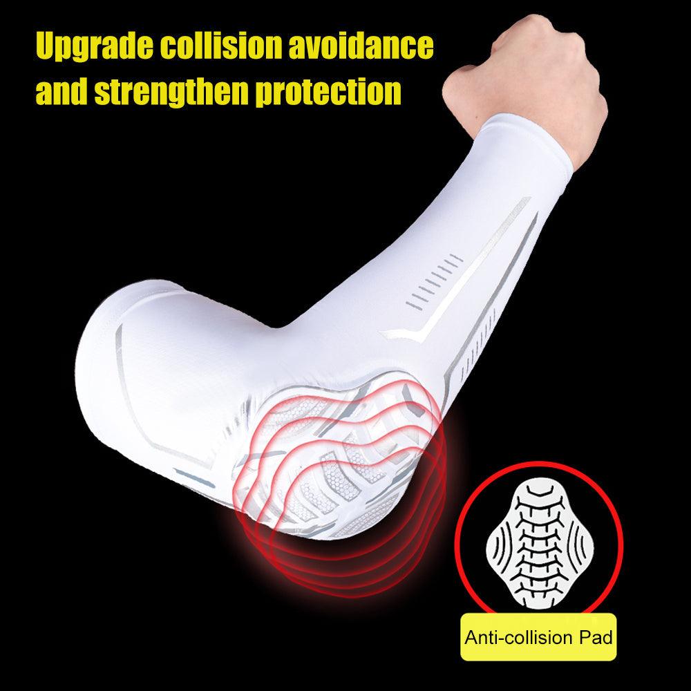 1Piece Sports Elbow Support Pads Breathable Arm Compression Shield Shape Crash Proof Elbow Pads Arm Sleeve Compression Sleeve For Outdoor Sports Running Basketball Football Volleyball Arm Cover
