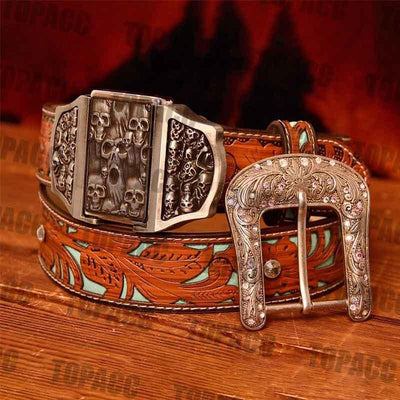 Skull Glow Buckle - Turquoise Belt