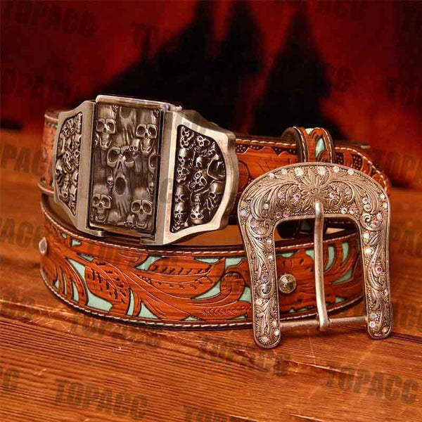 Skull Glow Buckle - Turquoise Belt - Gifts for You 'n Me