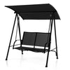 2-Seat Outdoor Canopy Swing with Comfortable Fabric Seat and Heavy-duty Metal Frame-Black