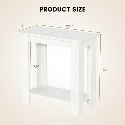 2-Tier Modern Compact End Table with Storage Shelf-White