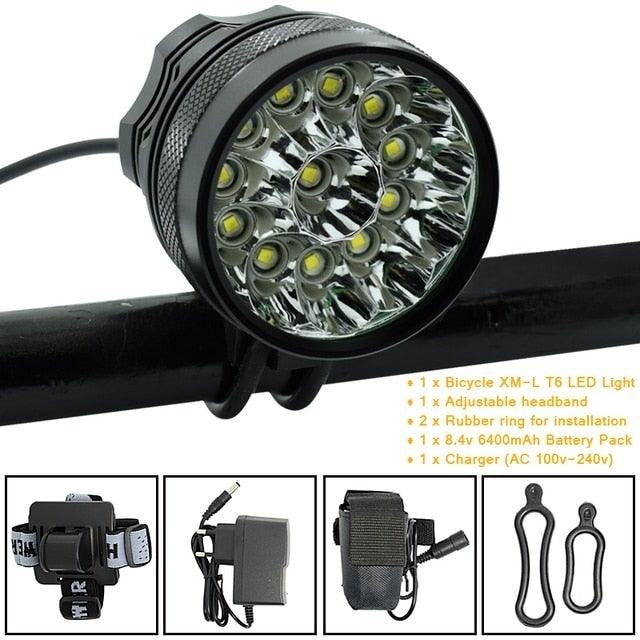 2 IN 1 Bicycle Headlight Bike Light Front Head Lamp Cycling Flashlight Mountain Bicycle Front Light With 6400mAh/8400mAh Rechargeable Battery Pack 3 Modes Bike Front Headlamp