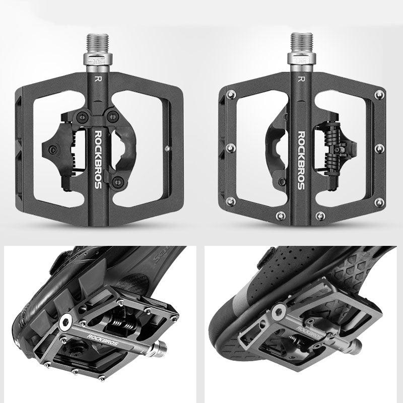 2 In 1 Bicycle Lock Pedal With Free Cleat For Road Bikes Aluminum Anti-Slip Sealed Bearing Lock Accessories Mountain Bike Pedals Bicycle Flat Platform Compatible With Mountain Bike Dual Function Sealed Clipless Aluminum 9/16