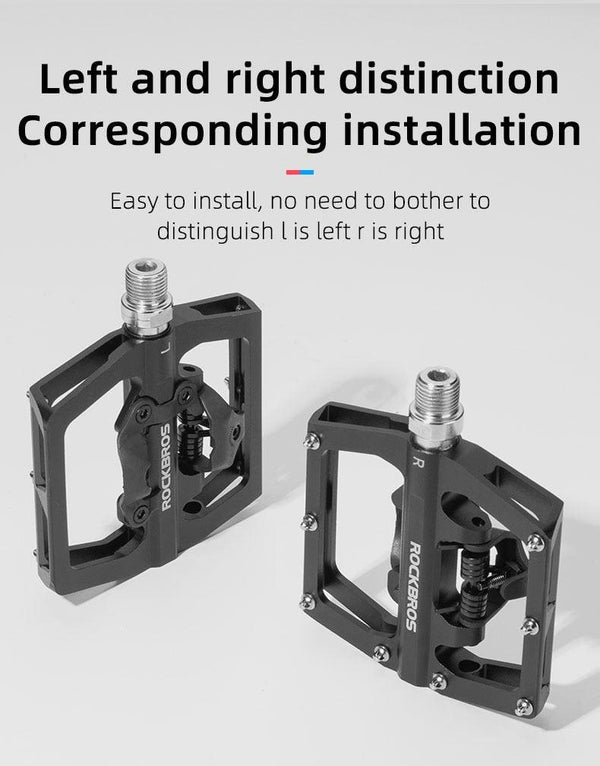 2 In 1 Bicycle Lock Pedal With Free Cleat For Road Bikes Aluminum Anti-Slip Sealed Bearing Lock Accessories Mountain Bike Pedals Bicycle Flat Platform Compatible With Mountain Bike Dual Function Sealed Clipless Aluminum 9/16