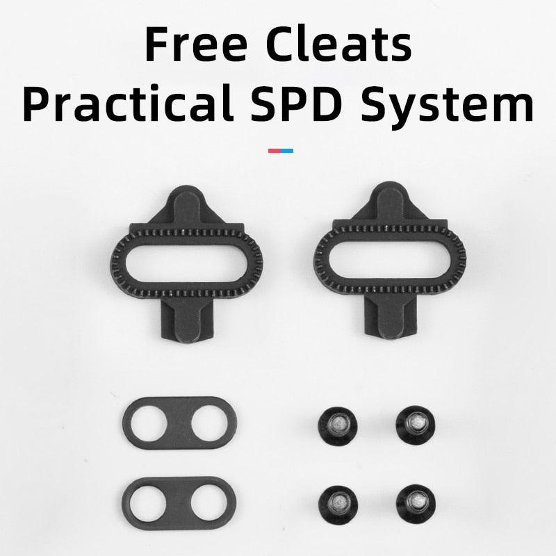 2 In 1 Bicycle Lock Pedal With Free Cleat For Road Bikes Aluminum Anti-Slip Sealed Bearing Lock Accessories Mountain Bike Pedals Bicycle Flat Platform Compatible With Mountain Bike Dual Function Sealed Clipless Aluminum 9/16