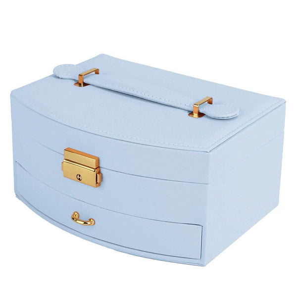 2-Layer Lockable Leather Jewelry Box