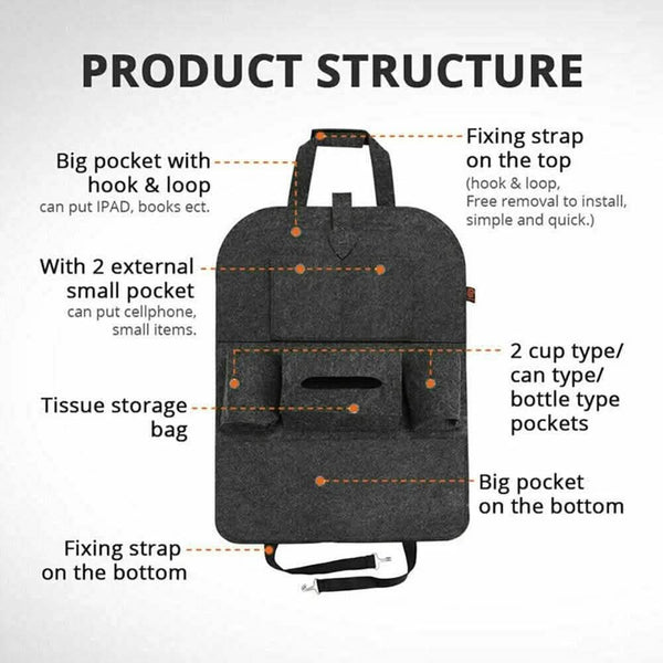 2-Pack: Car Seat Back Storage Bag Multifunctional Adjustable Backseat Storage Bag