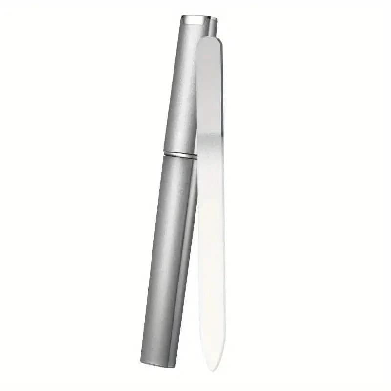2-Pack: Double-Sided Etched Fingernail Glass Nail File with Case