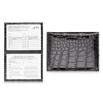 2-Pack: Faux Crocodile Leather Bling CDC Vaccination Card Immunization Record Protector Holder Passport