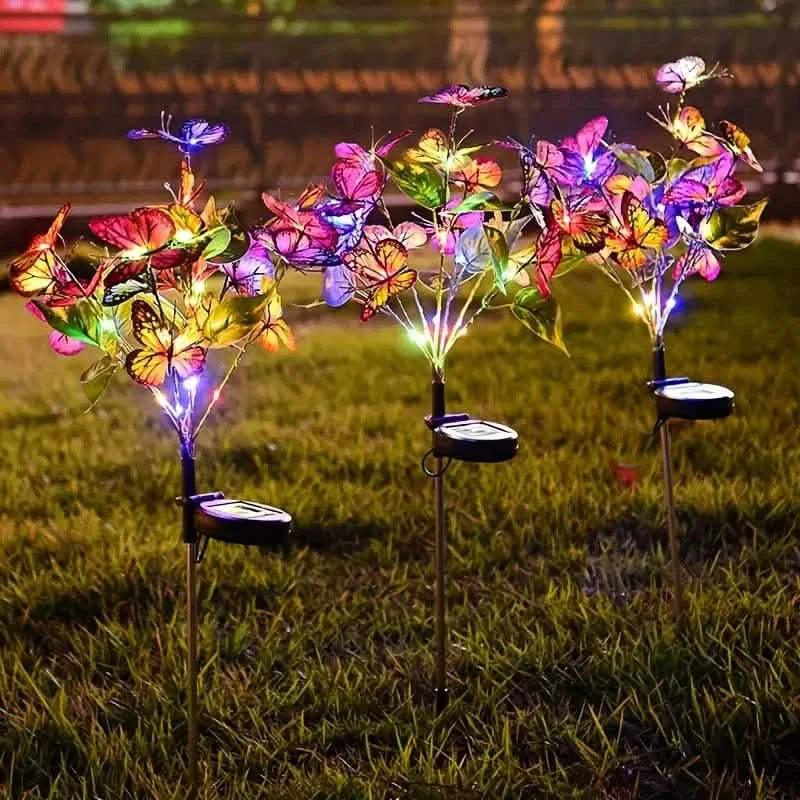 2-Pack: Solar-Powered Butterfly Flower Lamp