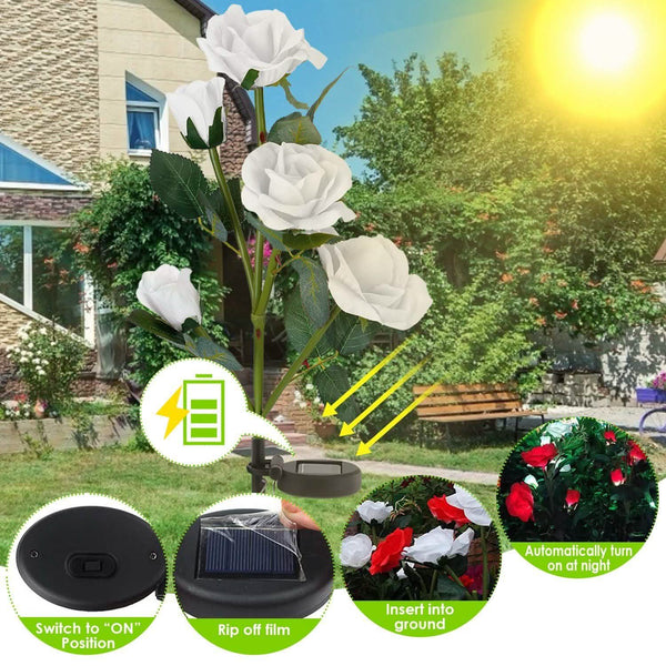 2-Pack: Solar Powered Rose Flower LED Decorative Lamp