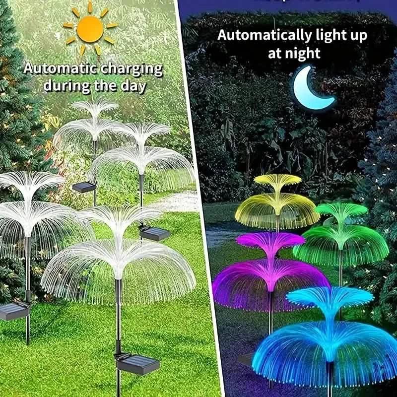 2-Pack: Waterproof Solar Jellyfish Fiber Optic Light
