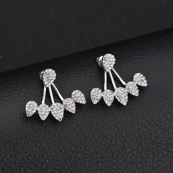 2-Pairs: Women's Small Diamond Cubic Zirconia Earrings