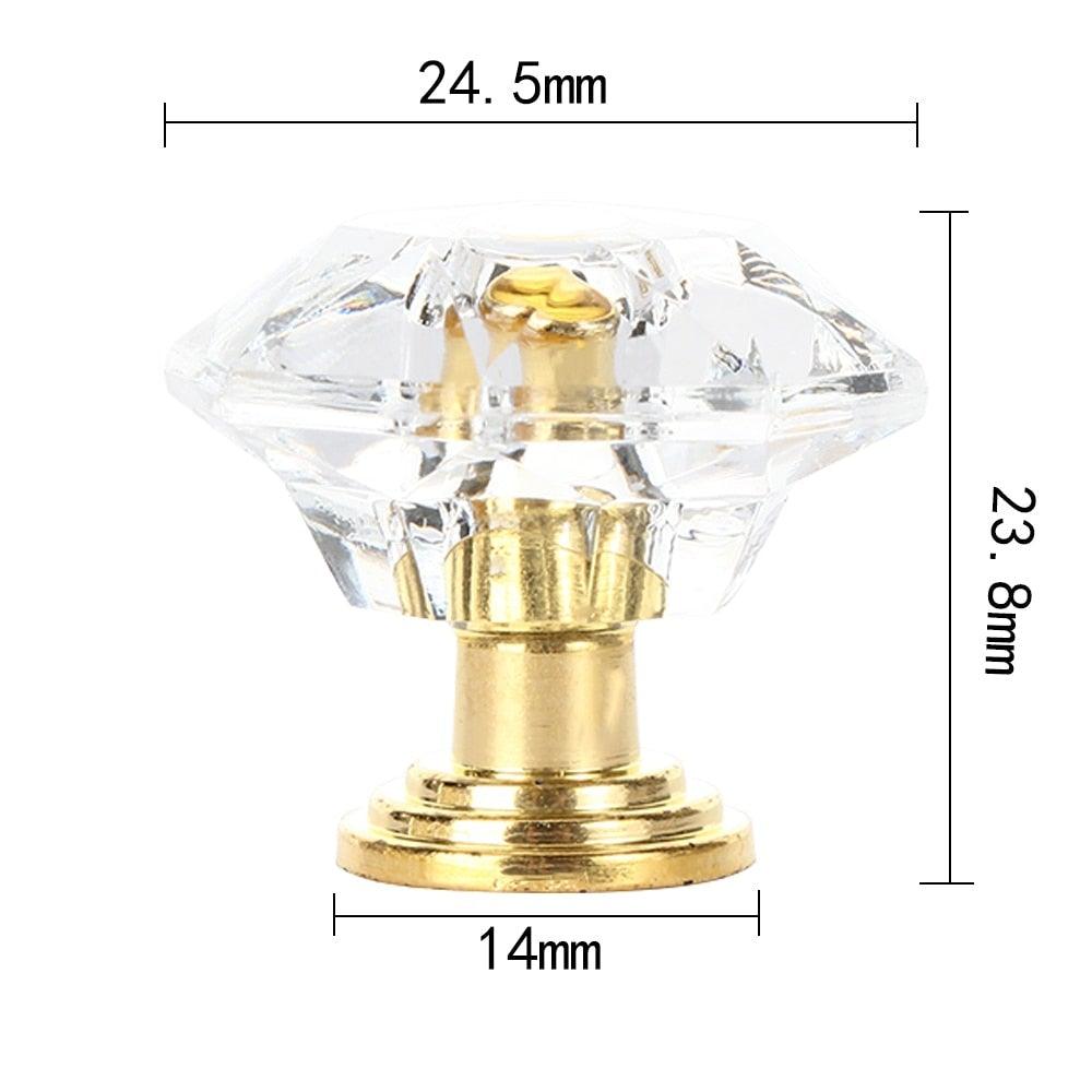 2 pcs Crystal Knobs Cupboard Drawer Pull Handle Door Knob Diamond Shape Cabinet Knob Home Furniture Accessories Dresser Knobs For Kitchen Furniture Kids Room Cabinet Knobs