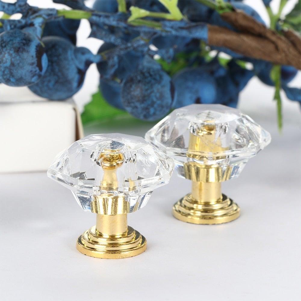2 pcs Crystal Knobs Cupboard Drawer Pull Handle Door Knob Diamond Shape Cabinet Knob Home Furniture Accessories Dresser Knobs For Kitchen Furniture Kids Room Cabinet Knobs