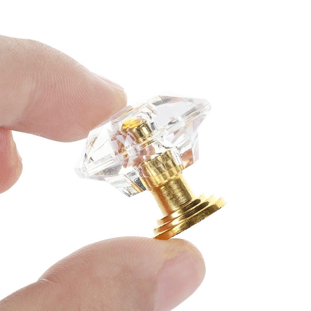 2 pcs Crystal Knobs Cupboard Drawer Pull Handle Door Knob Diamond Shape Cabinet Knob Home Furniture Accessories Dresser Knobs For Kitchen Furniture Kids Room Cabinet Knobs