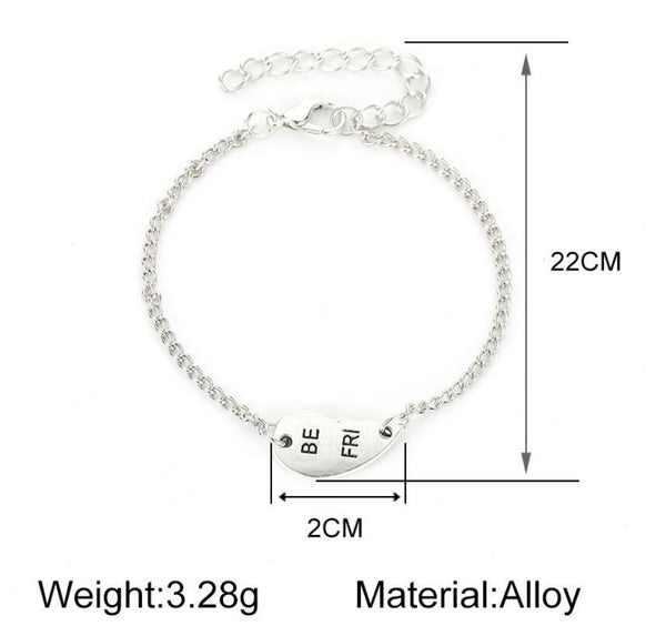 2 Pcs/Set Fashion Best Friends Charm Bracelets For Women Girls Heart Friendship Forever Jewelry Bracelets For Women Cute Jewelry Love Sister Best Friend Charm Bracelet For Girls Best Gifts For Friends