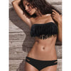 2-Piece: Fashion Fringe Bikini Swimwear - Black / S