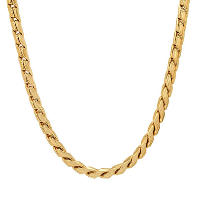 2-Piece Set: Men's 18k Gold Plated Stainless Steel Round Twisted Fancy Link Necklace & Bracelet
