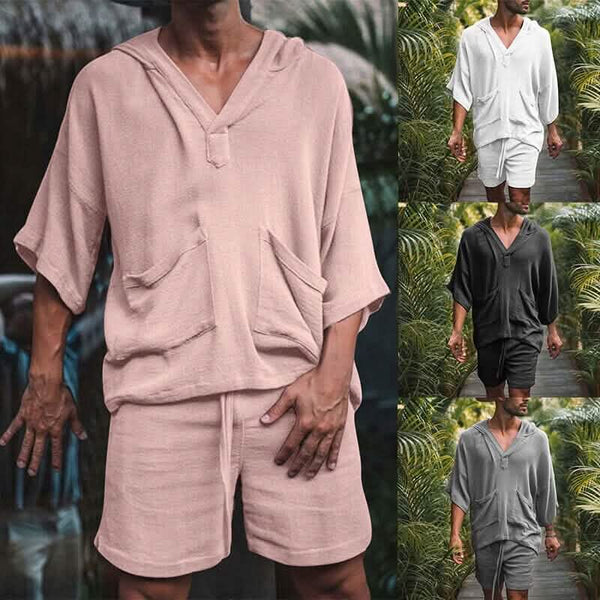2-Piece Set: Men's Tracksuit Tennis Shirt Shorts and T Shirt Set Set Solid Color V Neck