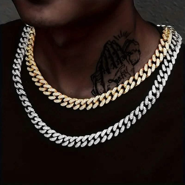 2-Piece Set: Unisex Hip Hop Cuban Chain Necklace and 8