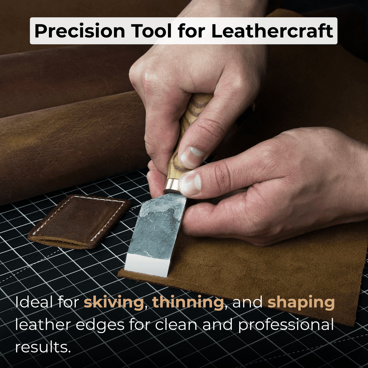 2-Piece Straight and Round (Half Moon) Leather Knife Set