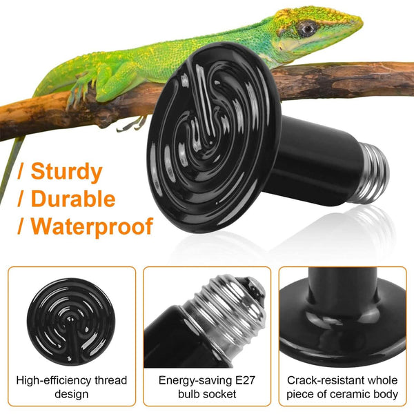 2-Pieces: 150W Infrared Reptile Heat Lamp No Light Emitting