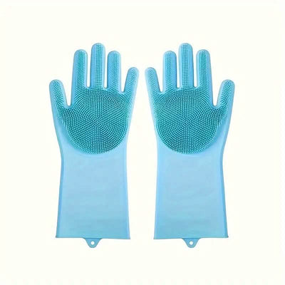 2-Pieces: 2-in-1 Pet Dog Bath Gloves with Silicone Brush