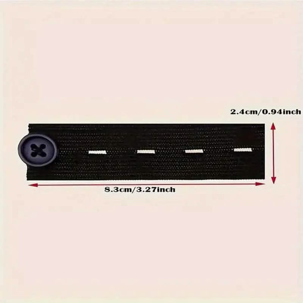 2-Pack: Black Interlocking Tape Waistband Extender Buttons for Jeans and Pants