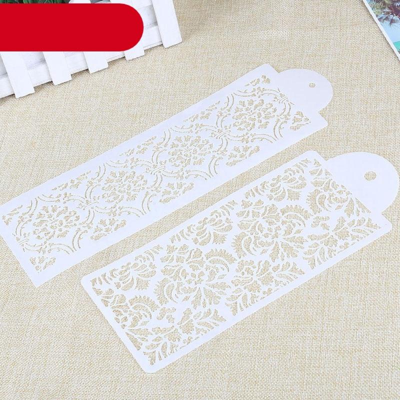 2 Style Cake Side Cupcake Cake Sugarcraft Decoration Cake Mould Plastic Baking Cake Decorating Tool 2 Pieces Cupcake Stencil Cake Side Decorating Templates Powdered Sugar Template Wedding Cake Decor Flower Molding