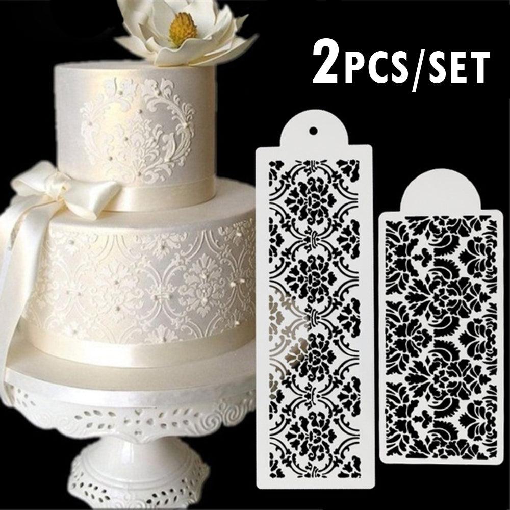 2 Style Cake Side Cupcake Cake Sugarcraft Decoration Cake Mould Plastic Baking Cake Decorating Tool 2 Pieces Cupcake Stencil Cake Side Decorating Templates Powdered Sugar Template Wedding Cake Decor Flower Molding